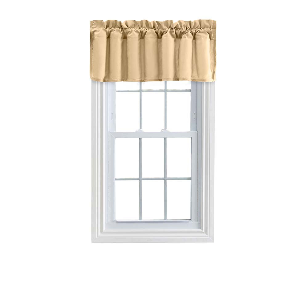 Ellis Stacey Solid Color Window 3 Rod Pocket High Quality Fabric Lined Swag Set Filler Valance 42x13 Almond