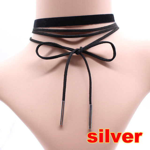 Fashion Multilayer Velvet Strip Choker Necklace for Women