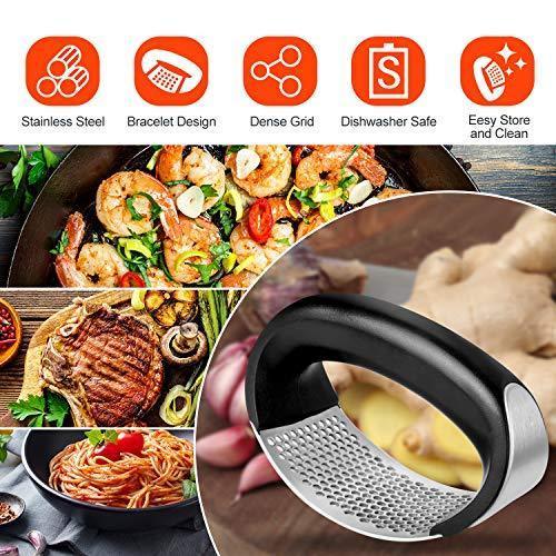 Rhodesy Stainless Steel Garlic Press Rocker - Easy Crush & Mince Kitchen Gadget