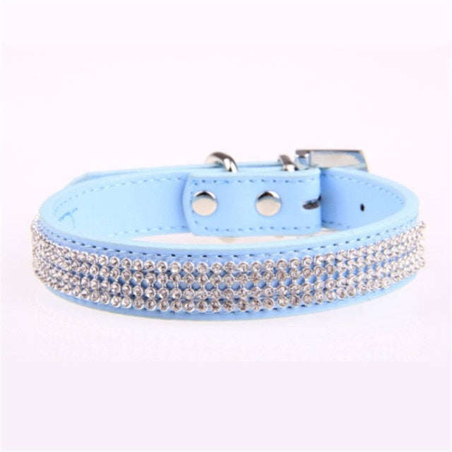 Dog Bling Pet Collar Rhinestone Crystal Diamond PU Leather Cat Puppy Collar