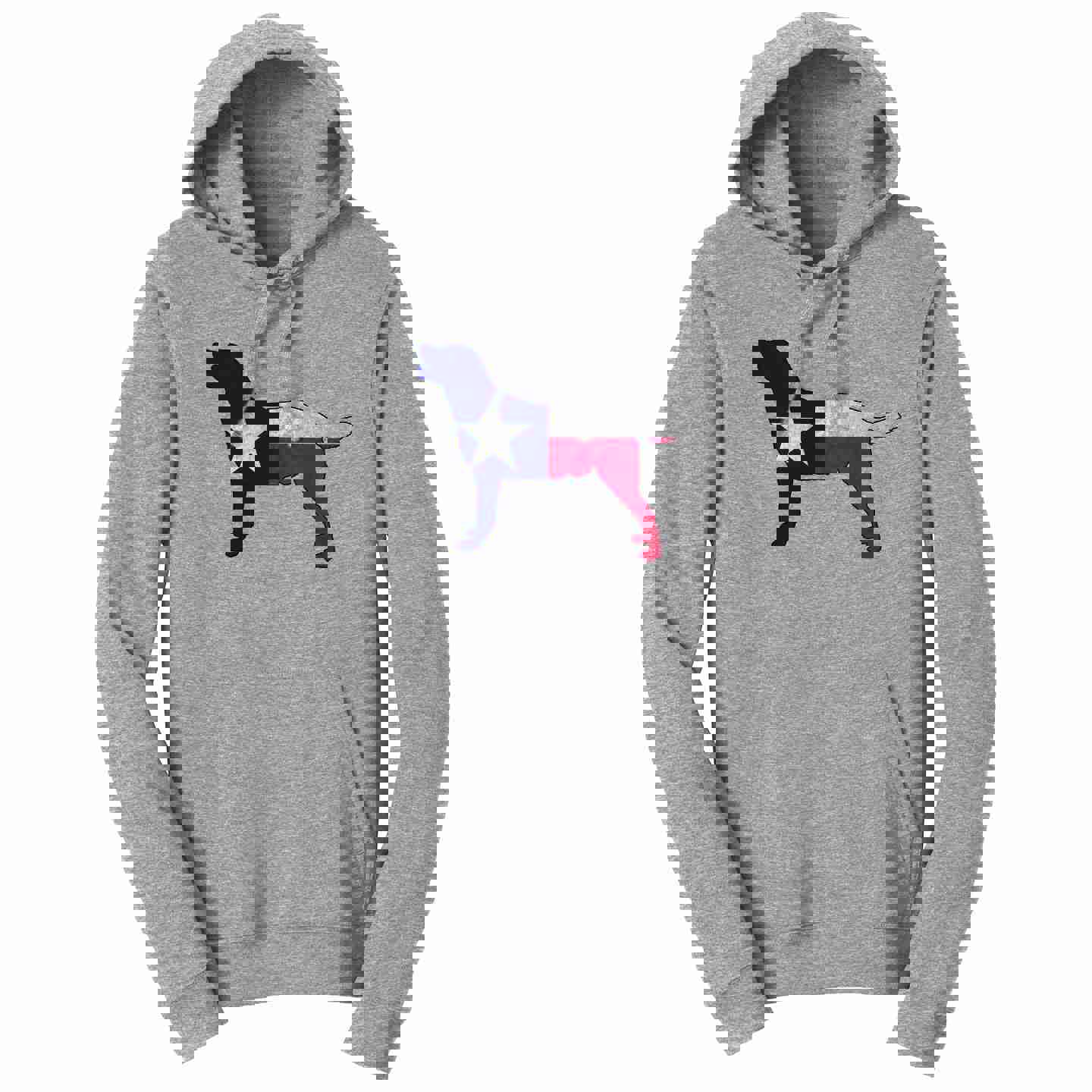 Texas Flag Pattern Lab Silhouette - Adult Unisex Hoodie Sweatshirt