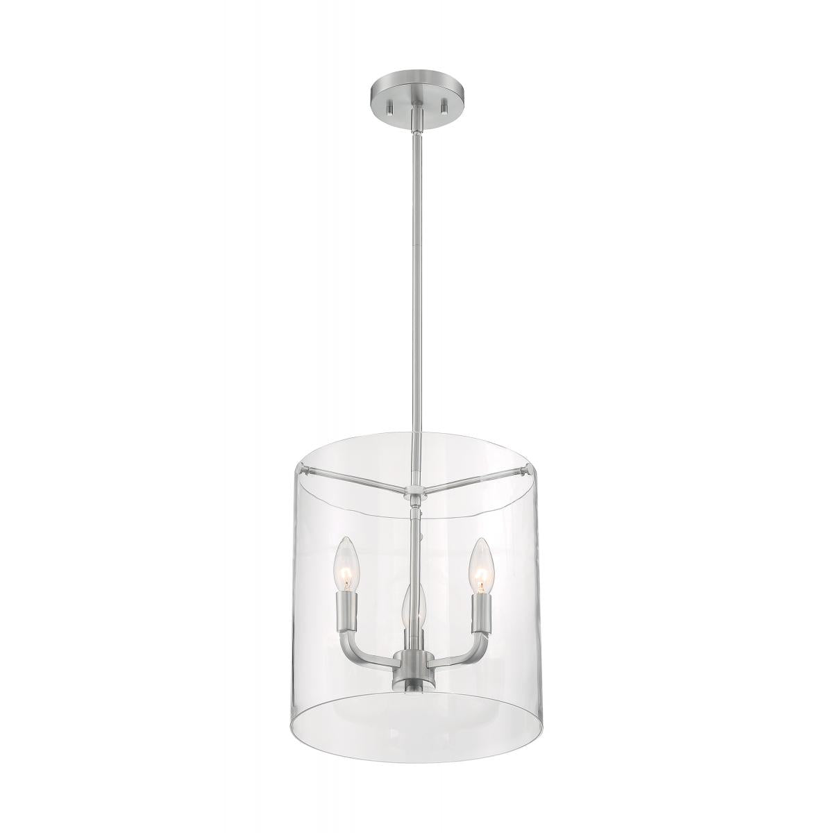 Sommerset 3 Light Pendant - Brushed Nickel Finish with Clear Glass