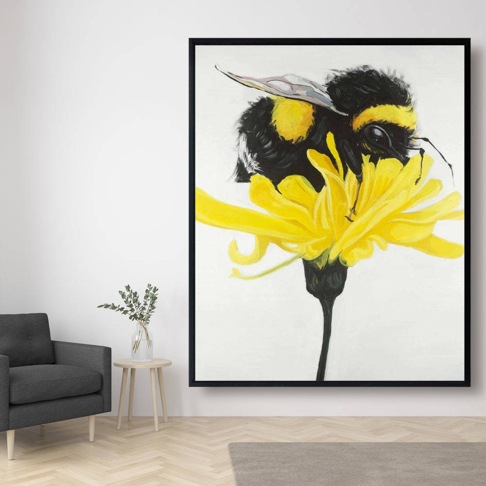 Bumblebee On A Dandelion - Fine Art Gallery Wrapped Canvas (24x36)