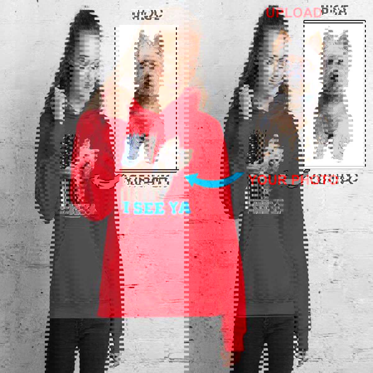 Custom Print Hoodie with Your Dog's Photo - Unique & Personalized