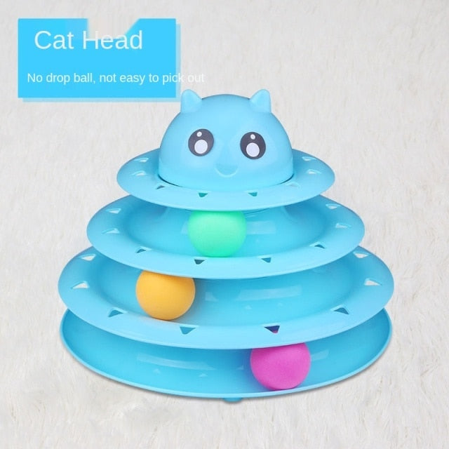 Interactive Cat Toys Turntable Balls 4-Layer Play Track Plate for Indoor Cats and Kittens