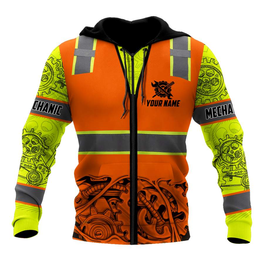 Joycorners Custom Name Mechanic Safety Printed 3D Hoodie