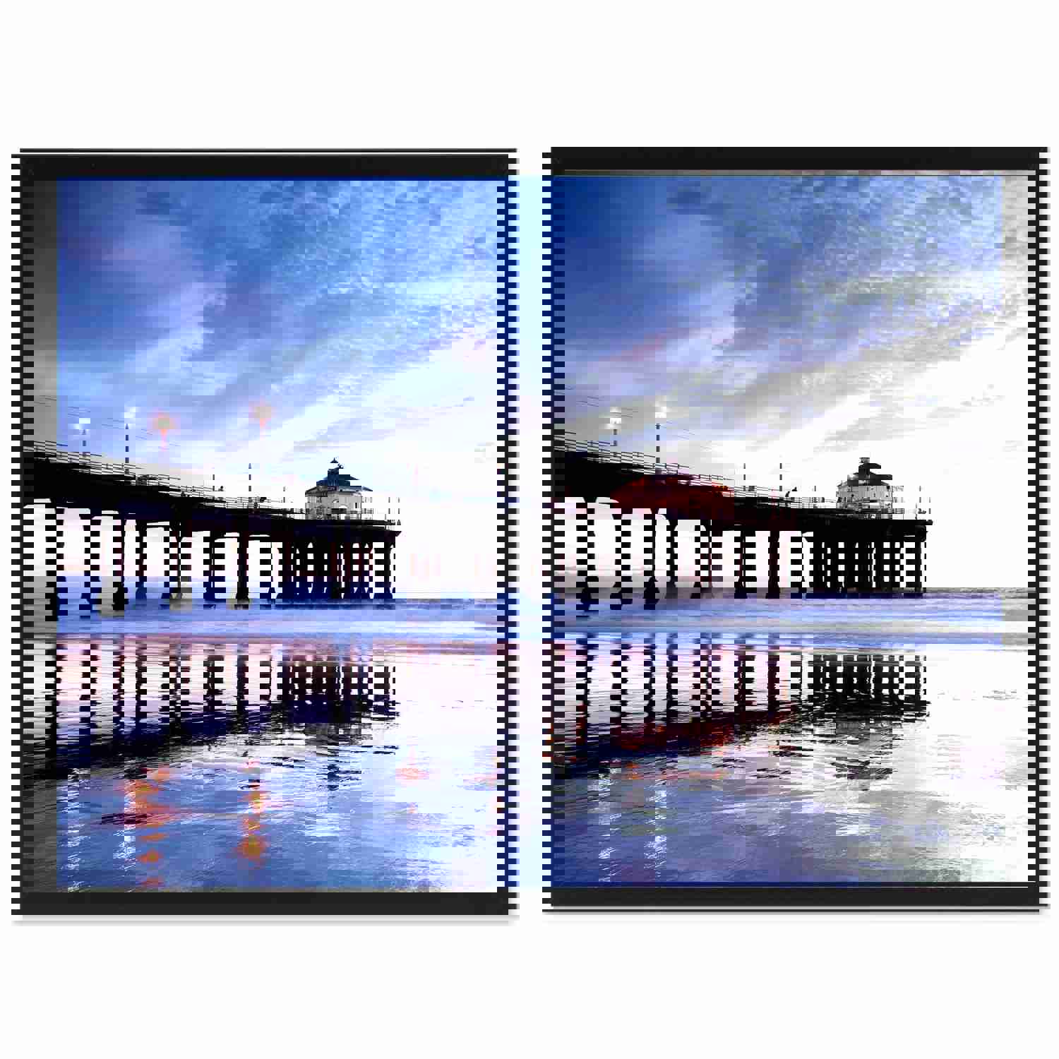 Manhattan Beach California Blue Landscape Photo Canvas Print Wall Art