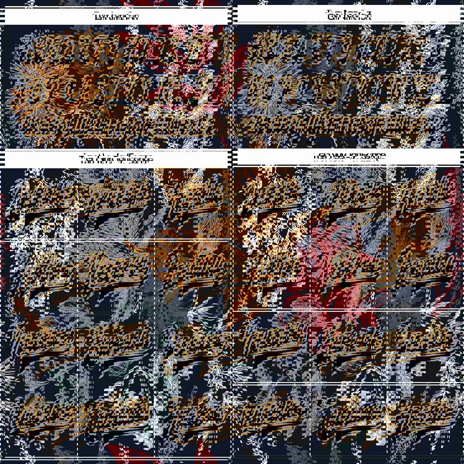 Custom Black Old Gold Flowers And Branches 3D Pattern Design Bomber Full-Snap Varsity Letterman Jacket