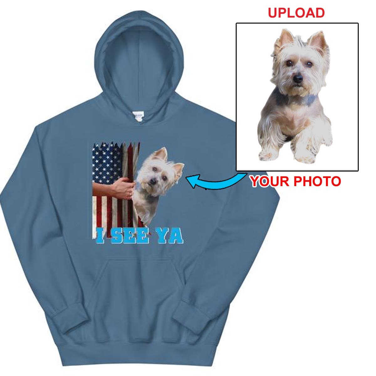 Custom Print Hoodie with Your Dog's Photo - Unique & Personalized