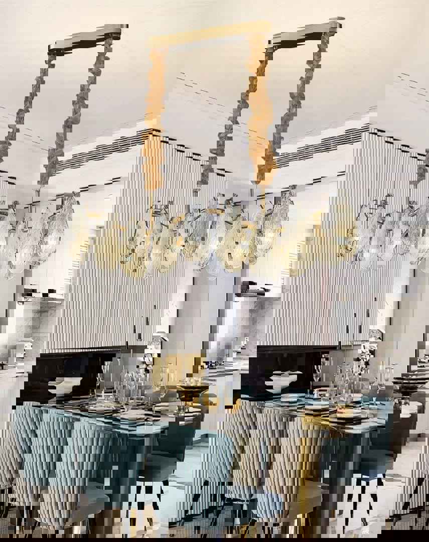 MIRODEMI® Smoke Gray/White Glass Rectangle Modern Chandelier for Kitchen Island