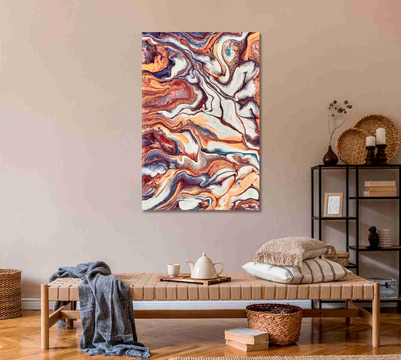 Modern Marble Fluid Art Canvas Print for Home and Office Decor