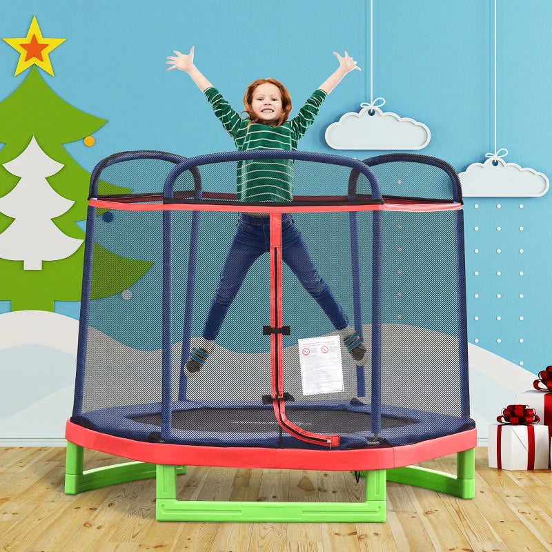 Outsunny 7FT Kids Trampoline with Safety Net - Durable Indoor/Outdoor Bouncer for Fun Exercise