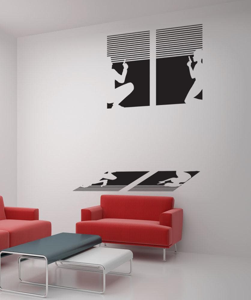 Vinyl Wall Decal Sticker Secret Agents in Window #OS_DC679 - Removable & Easy to Apply