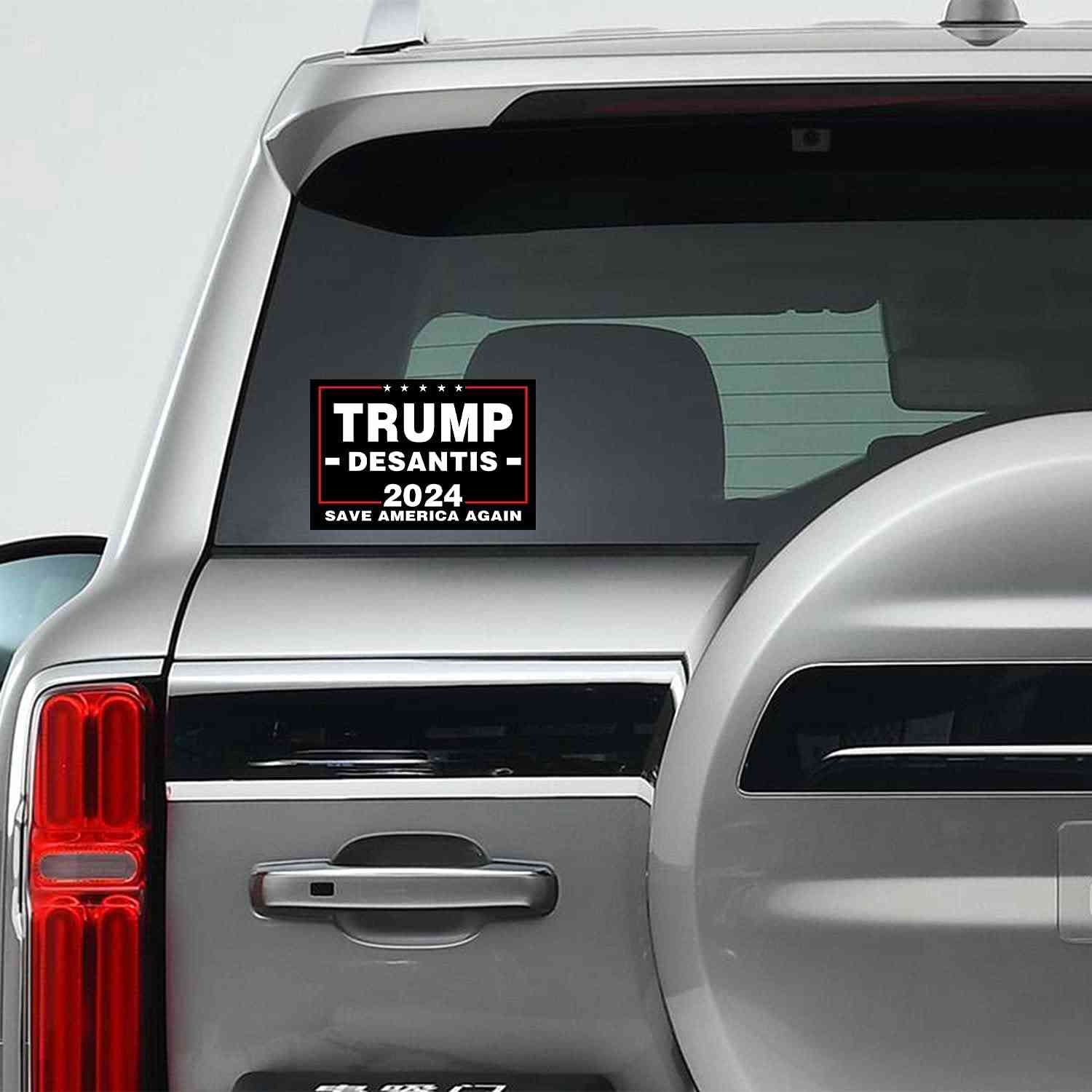 2 Pcs (Black) Trump Desantis 2024 Save America Again Reflective Bumper Stickers