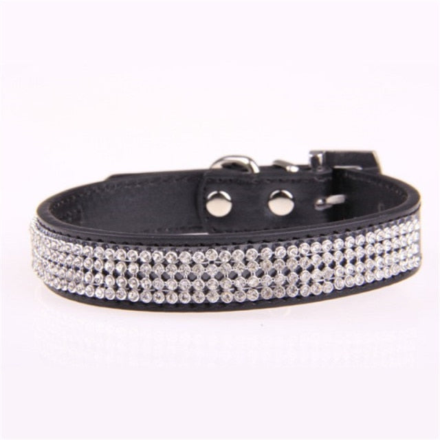 Dog Bling Pet Collar Rhinestone Crystal Diamond PU Leather Cat Puppy Collar