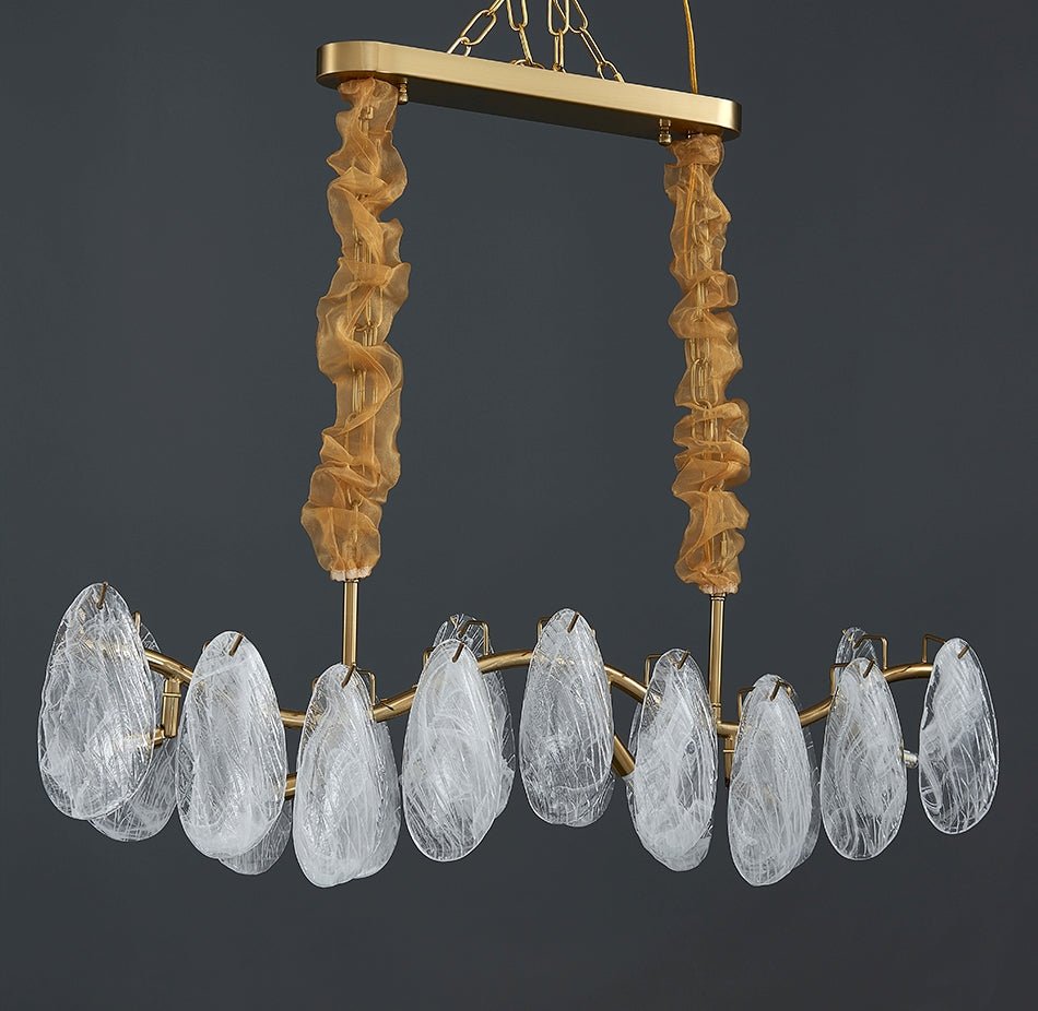 MIRODEMI® Smoke Gray/White Glass Rectangle Modern Chandelier for Kitchen Island