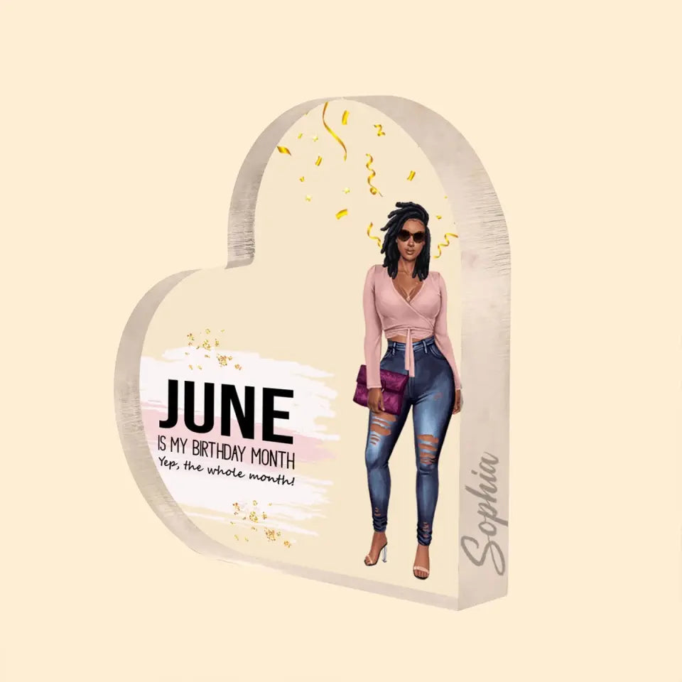 Custom Shape Acrylic Plaque - Personalized Birthday Gift for June Queen