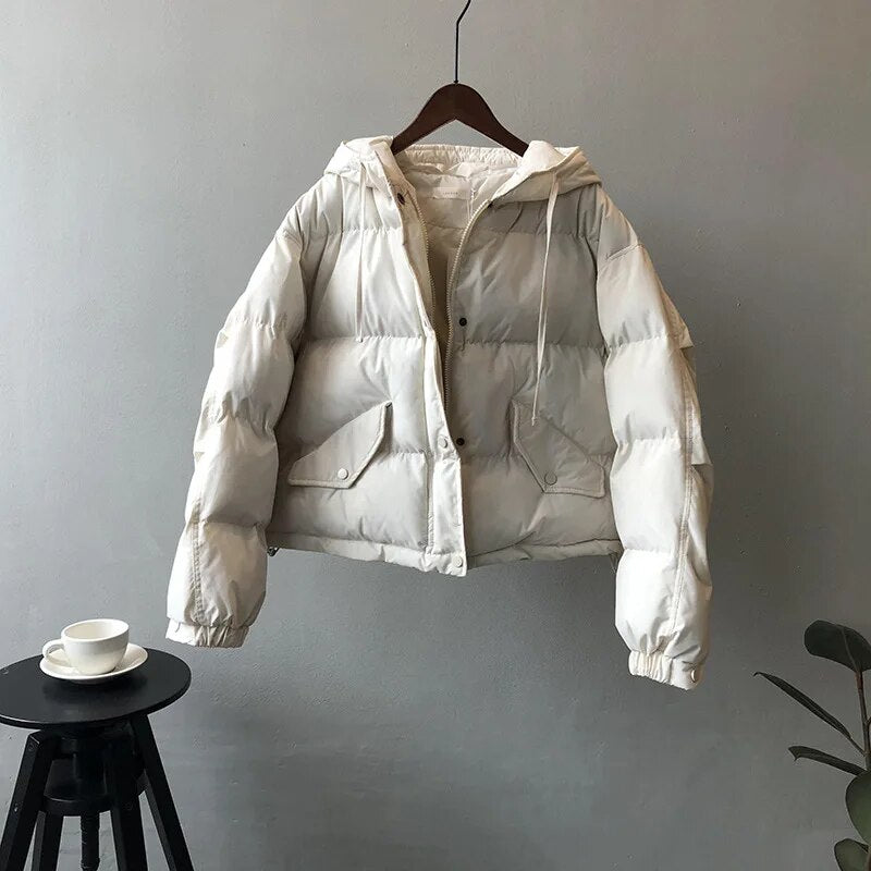 Nukty Parkas Women's Winter Overcoat - Korean Style Hooded Puffer Jacket