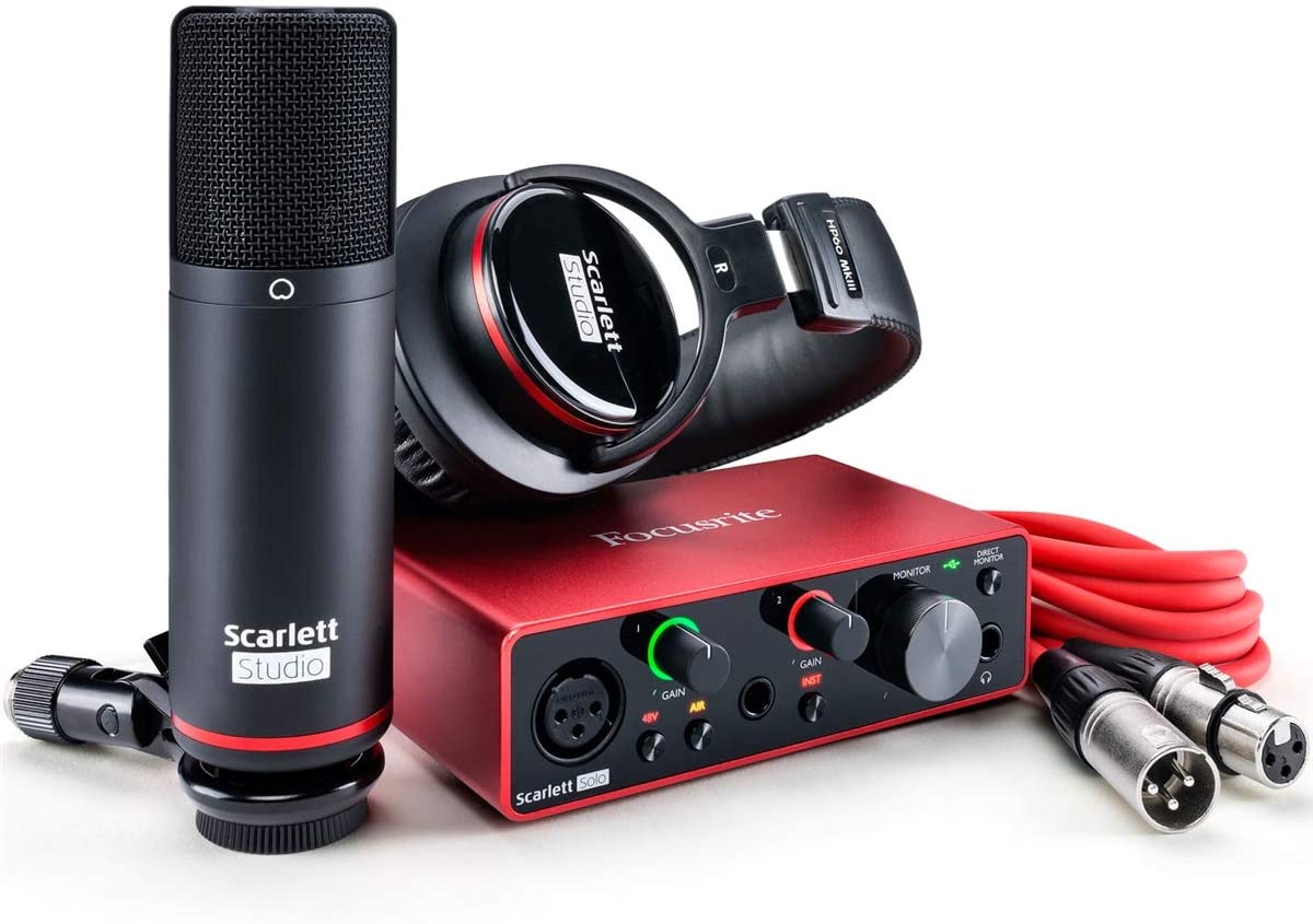 Focusrite Scarlett Solo Studio 3rd Gen Audio Interface Bundle with Mic, Headphones & Accessories