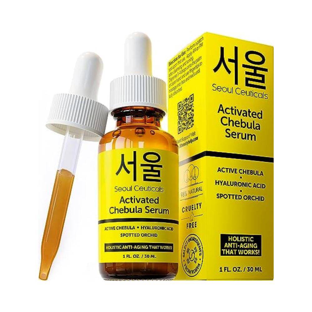 SeoulCeuticals Chebula Active Serum For Face - Korean Anti-Aging Skincare with Hyaluronic Acid & Spotted Orchid