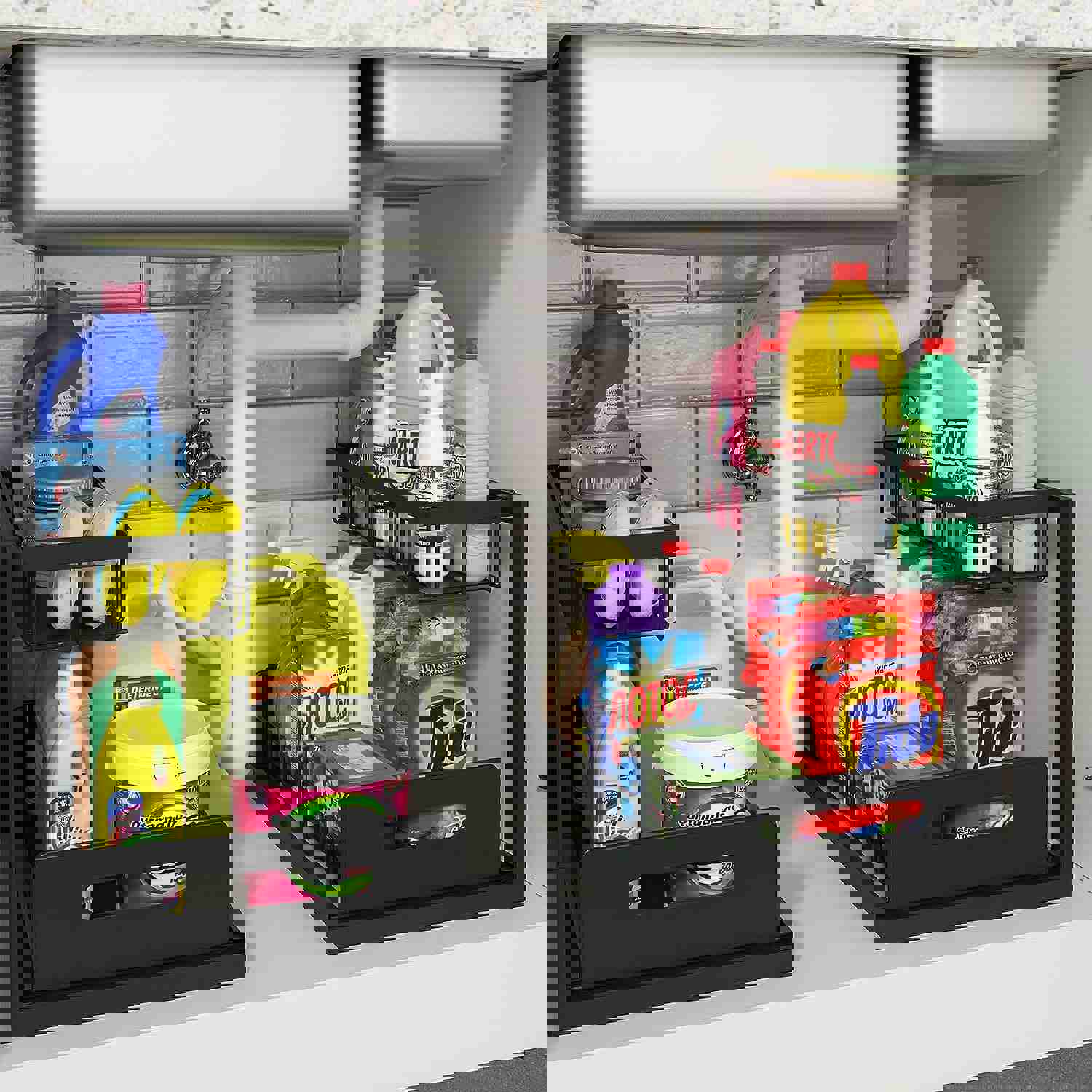 2 Pack Under Sink Organizer and Storage, Pull Out Cabinet Organizer Slide Out Sink Shelf for Kitchen Bathroom