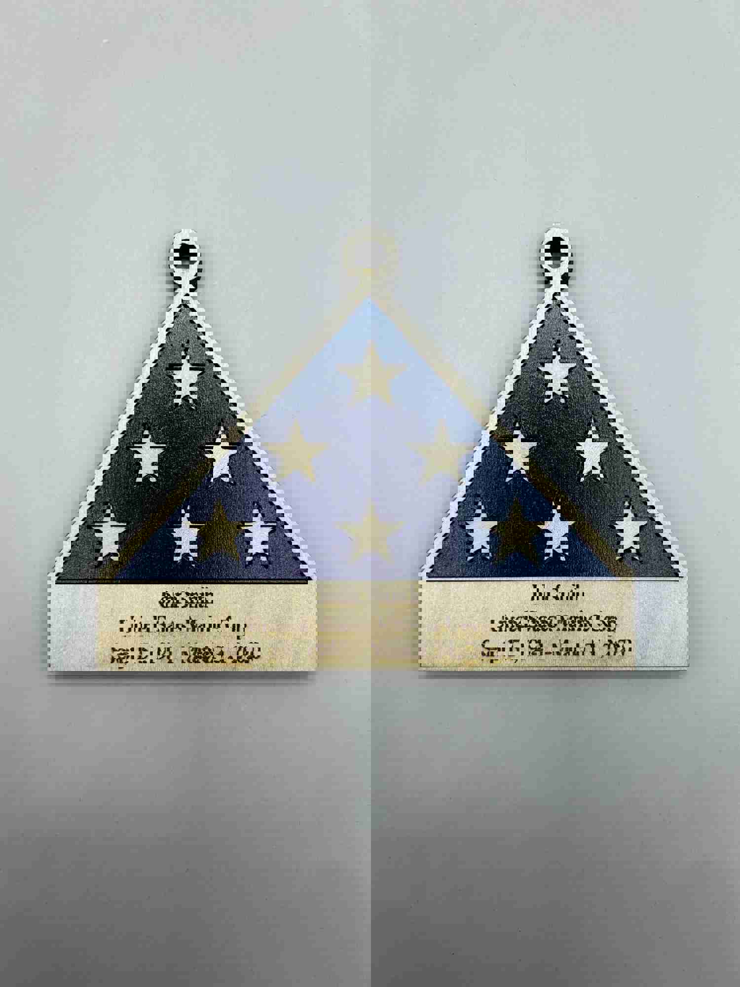 Handmade Folded Flag Memorial Wood Ornament - Personalized Gift & Stocking Stuffer