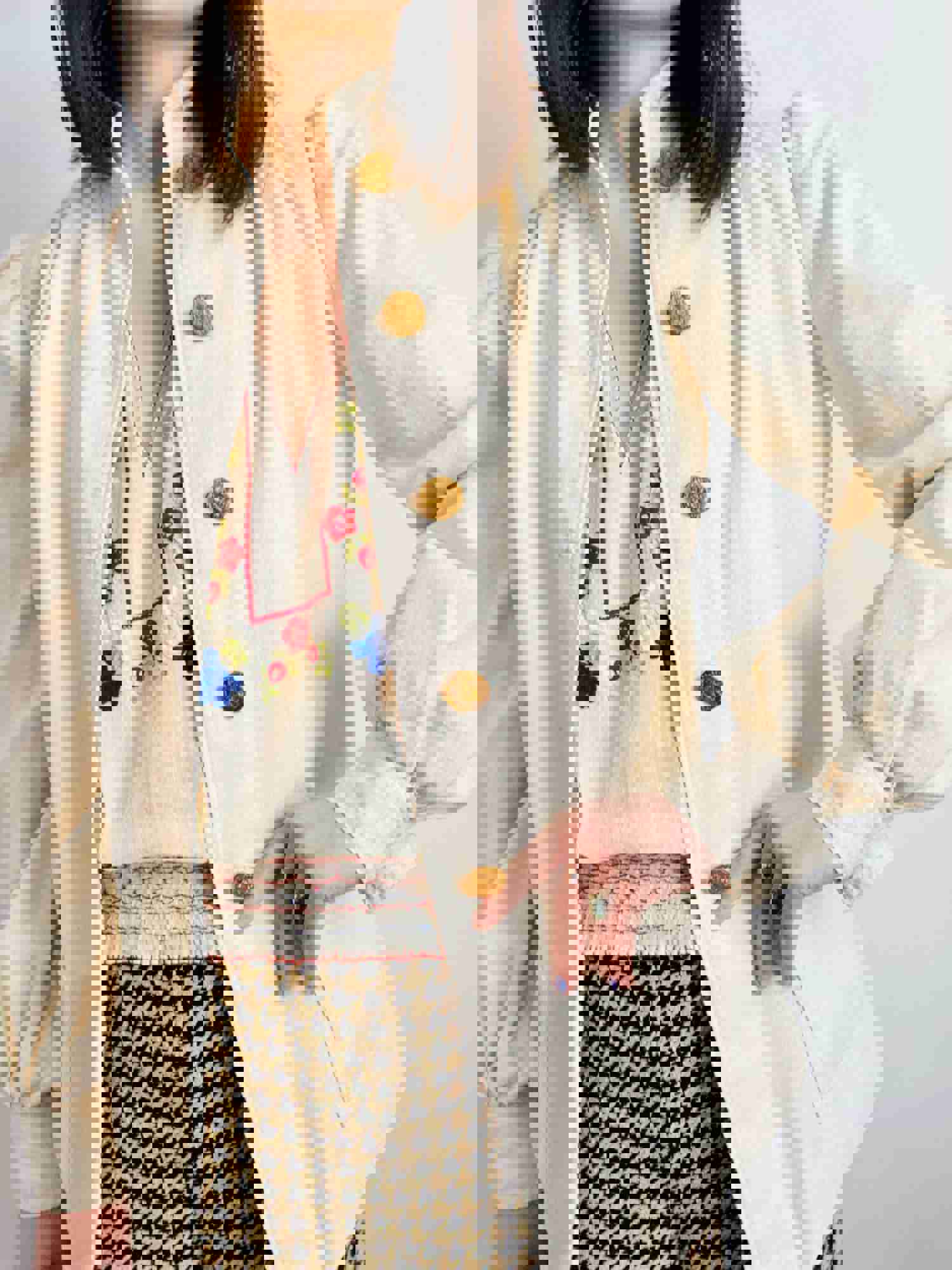 Vintage 1970s White Linen Jacket with Balloon Sleeves