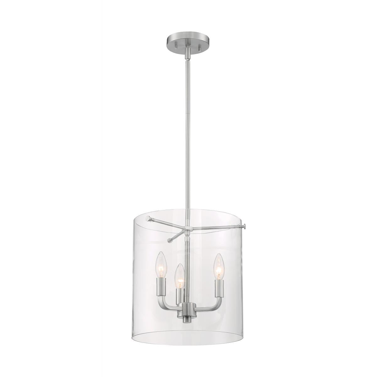 Sommerset 3 Light Pendant - Brushed Nickel Finish with Clear Glass