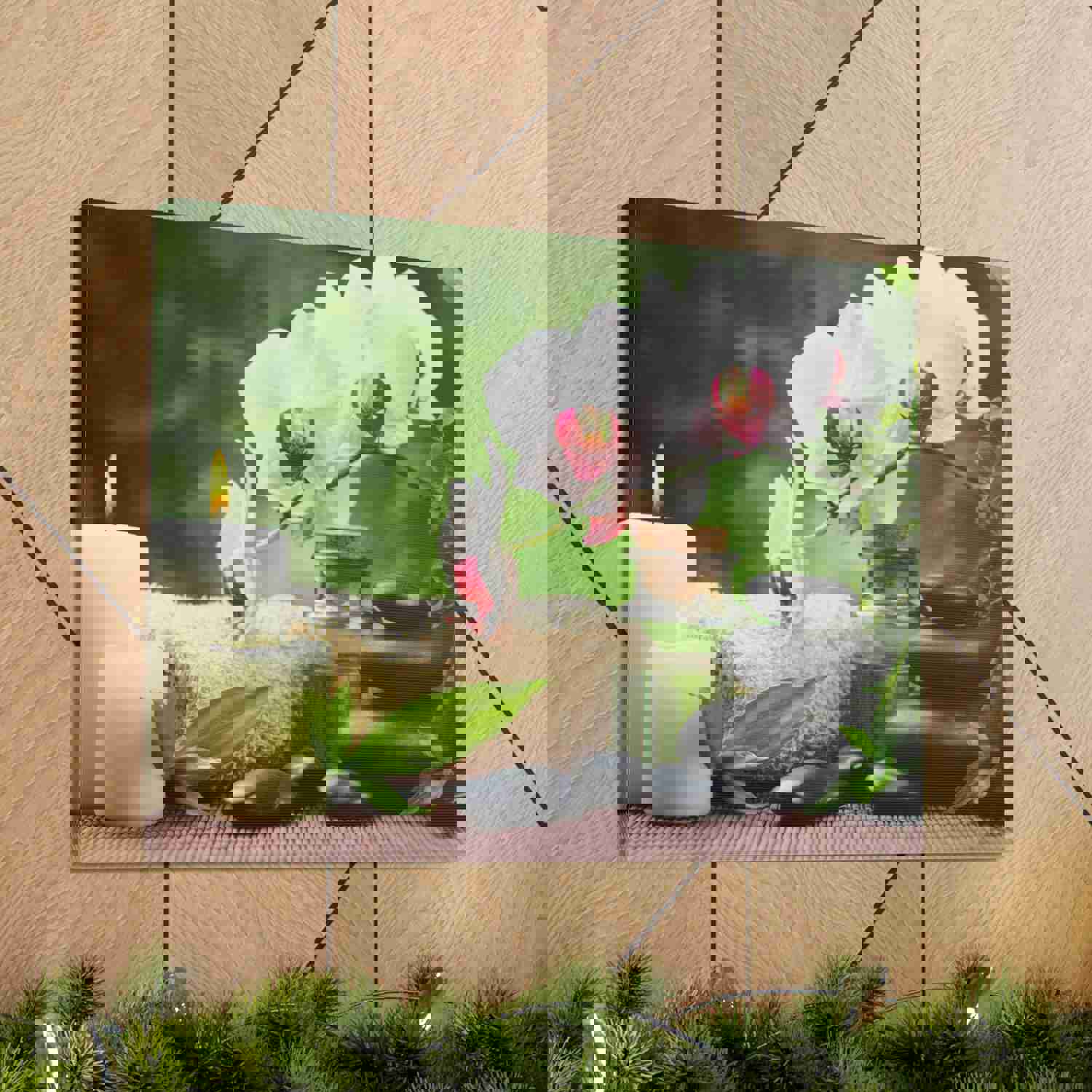 Orchid Flower and Stone Forest Floral Nature Photography Canvas Wall Art for Home Decor