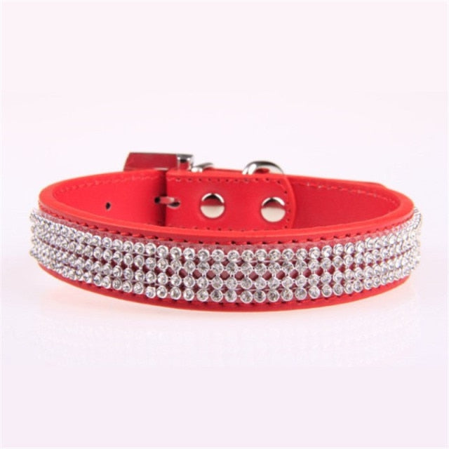 Dog Bling Pet Collar Rhinestone Crystal Diamond PU Leather Cat Puppy Collar
