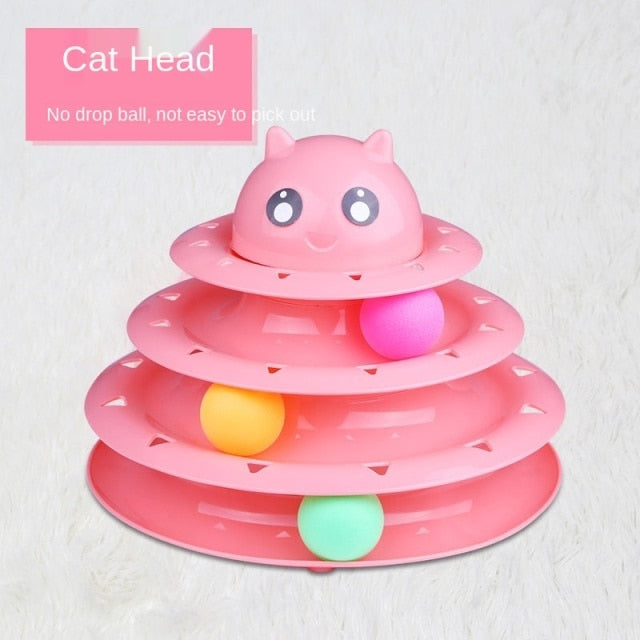 Interactive Cat Toys Turntable Balls 4-Layer Play Track Plate for Indoor Cats and Kittens