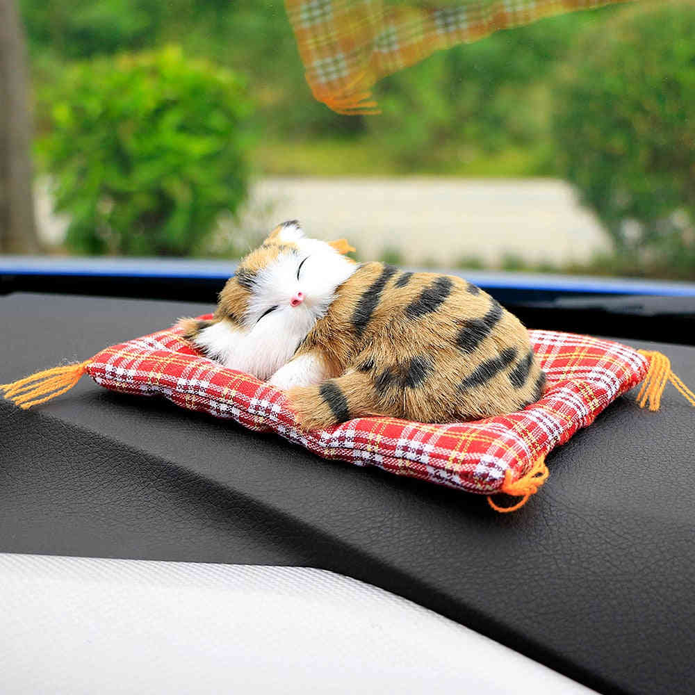 Cute Simulation Sleeping Cats Car Ornaments - Lovely Plush Kittens Doll Toy for Children