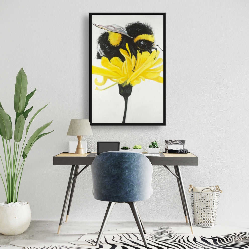 Bumblebee On A Dandelion - Fine Art Gallery Wrapped Canvas (24x36)