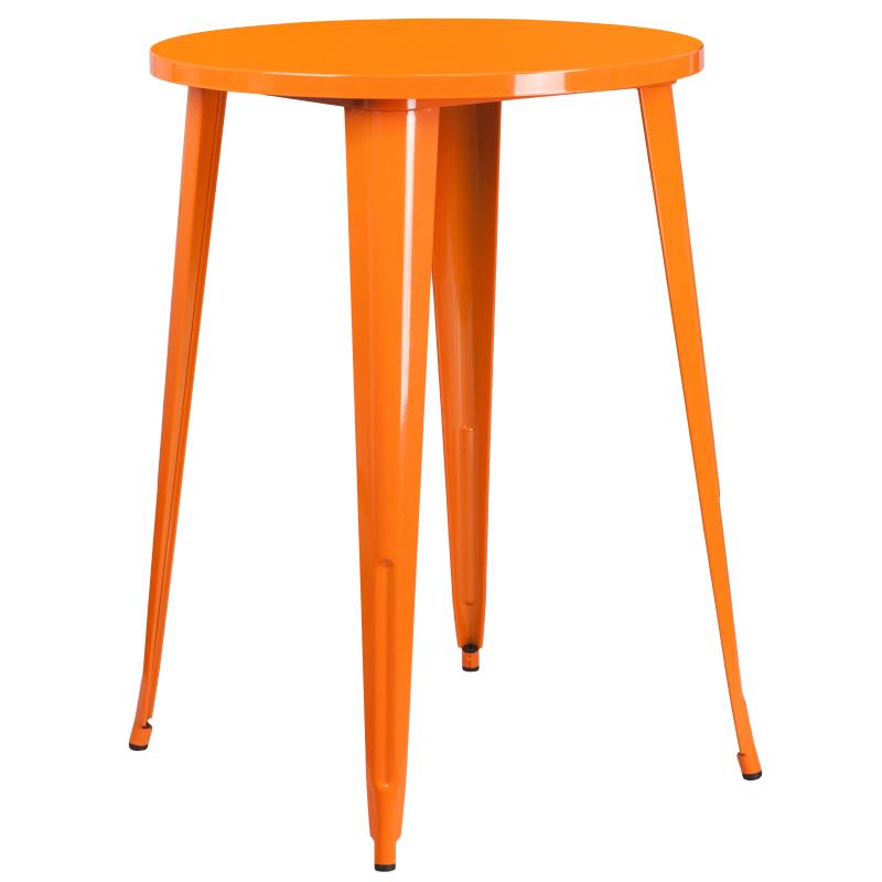 Flash Furniture Caron 30" Round Orange Metal Indoor-Outdoor Bar Table Set with 2 Cafe Stools