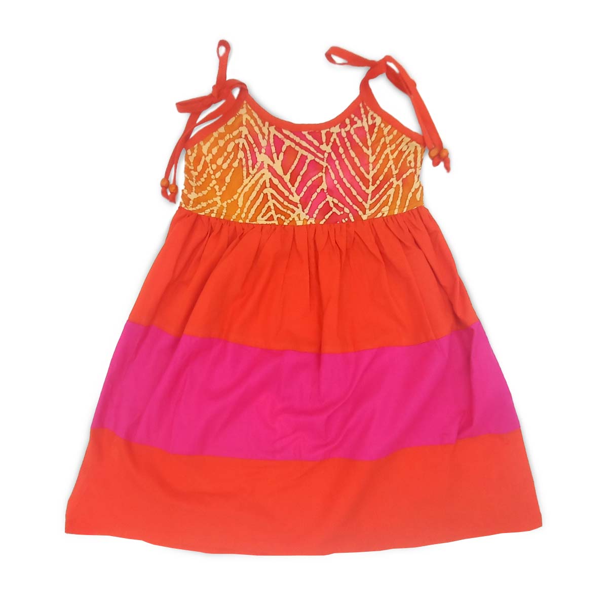 Géopa Kids Batiks Orange & Pink Cotton Dress