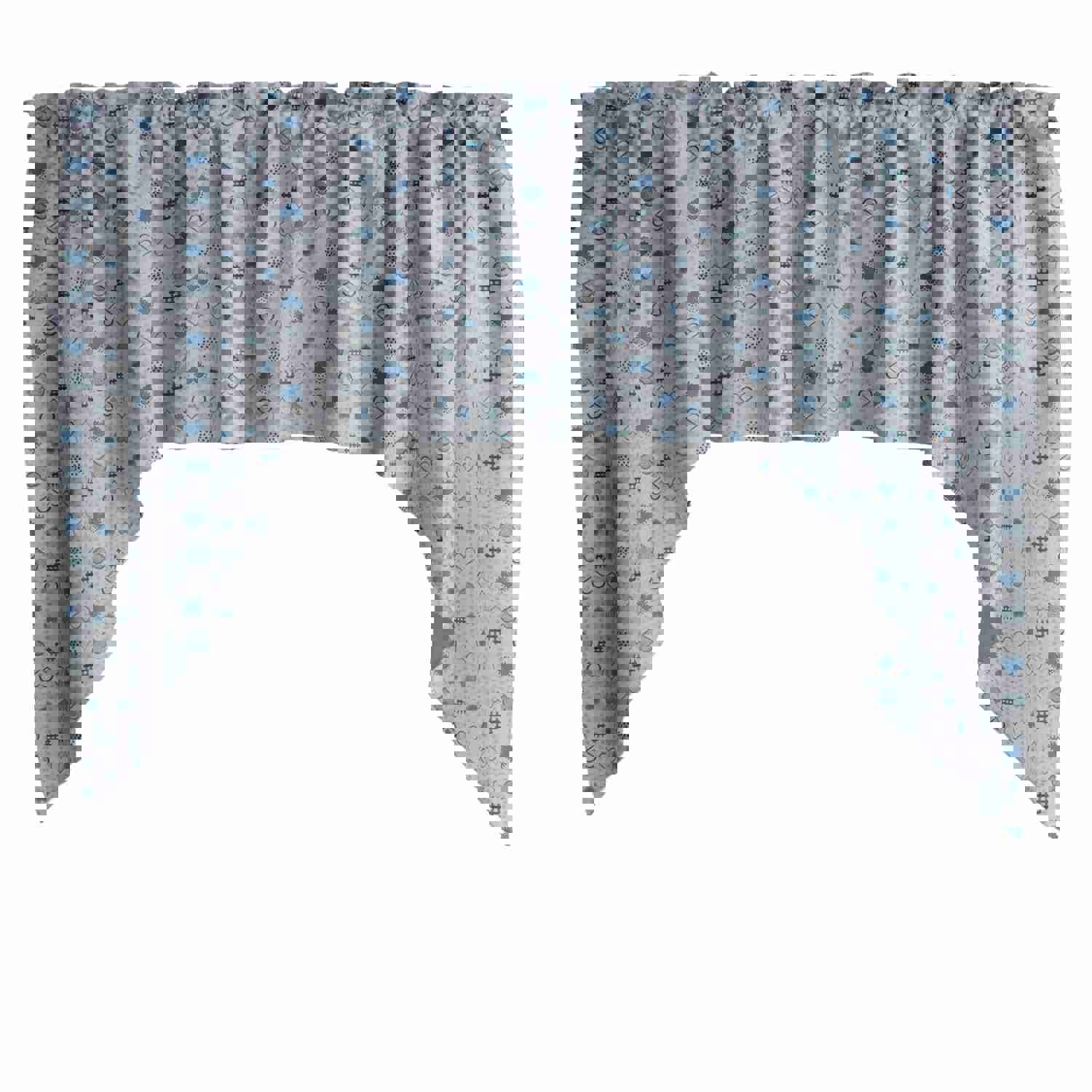 Swag Valance Cotton Hearts and Dots Print 58 Wide / 36 Tall