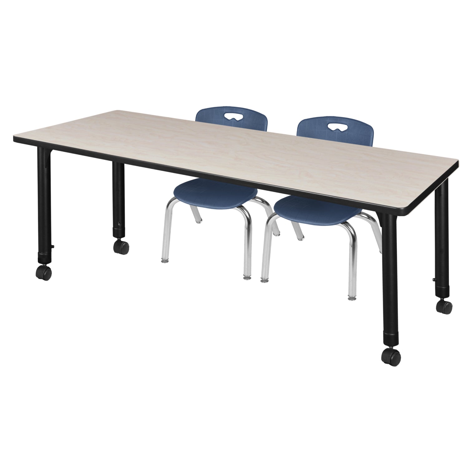 Kee Classroom Table and Chair Package - Adjustable Height Table with 2 Stack Chairs