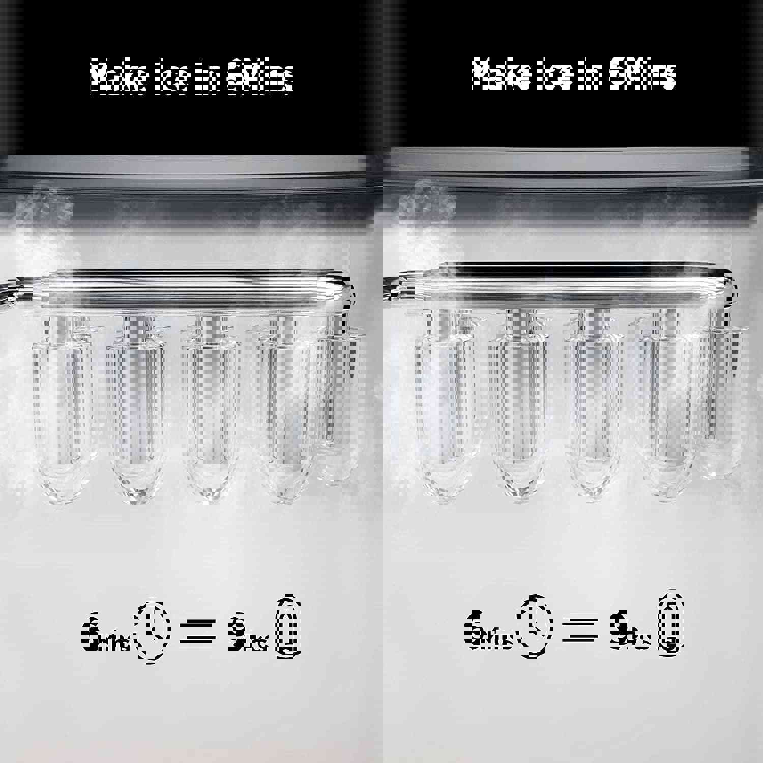 Countertop Ice Maker - 9 Cubes in 6 Mins, 26Lbs/24Hrs, Self-Cleaning with Ice Scoop & Basket, 2 Ice Sizes, Black