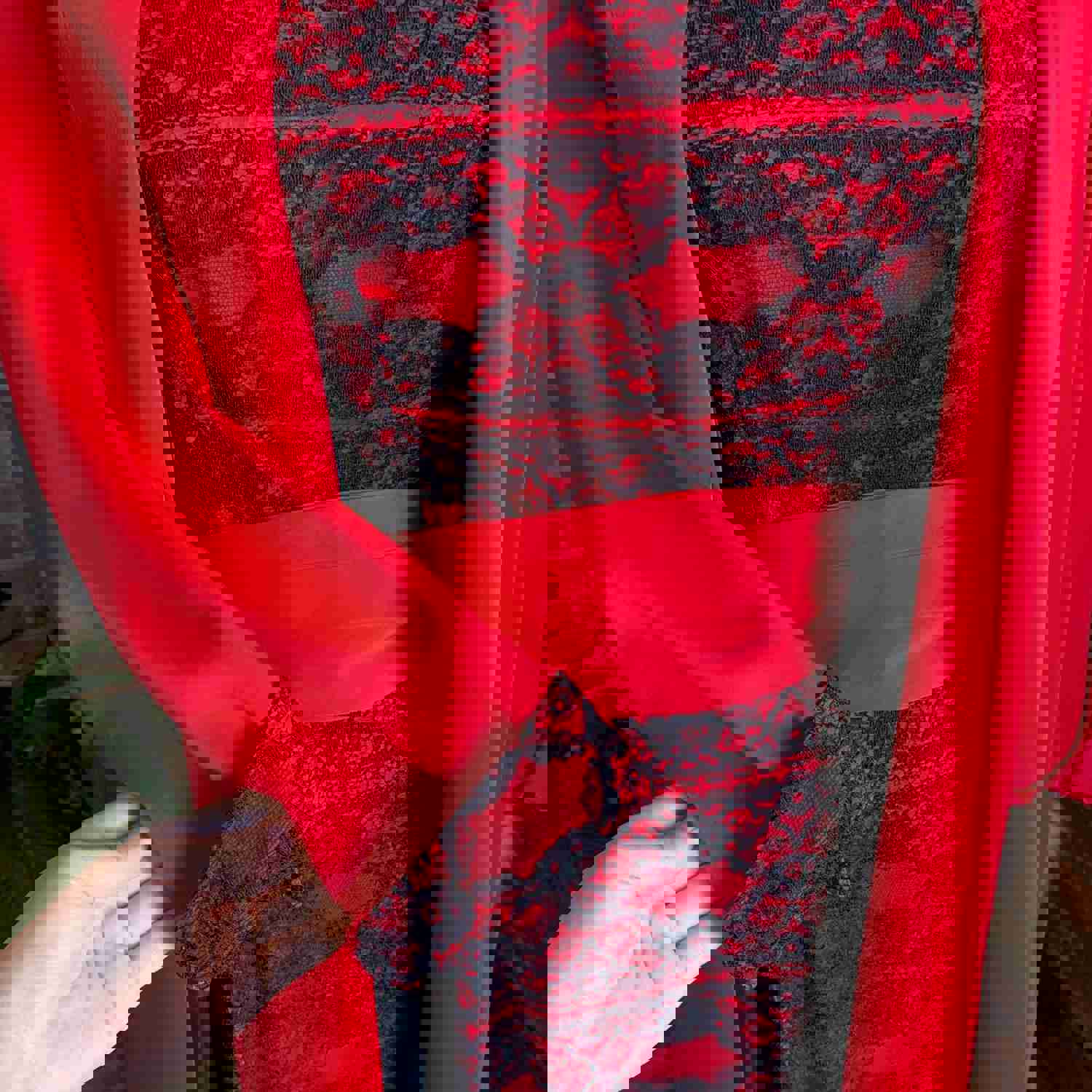 1950s Red & Black Lace Dress and Overcoat - Vintage Jackie Morgan Set