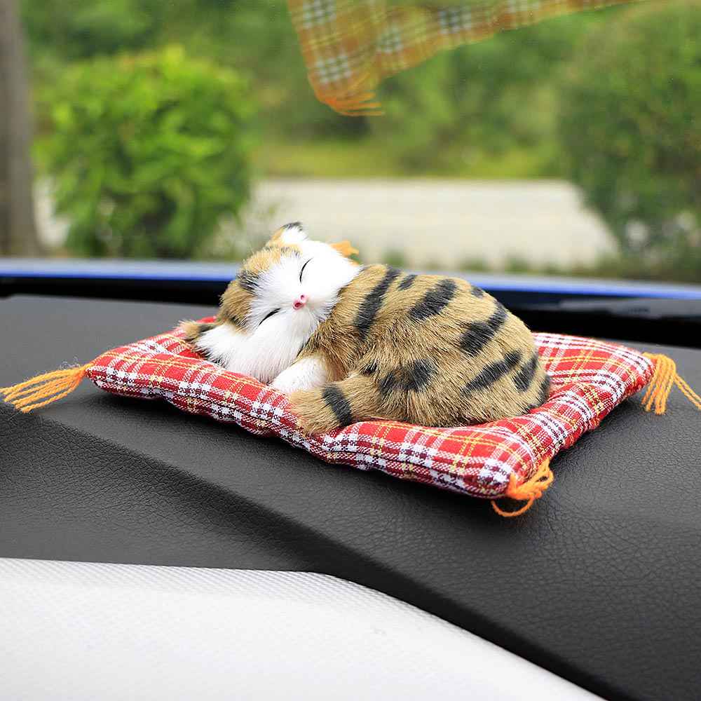Cute Simulation Sleeping Cats Car Ornaments - Lovely Plush Kittens Doll Toy for Children
