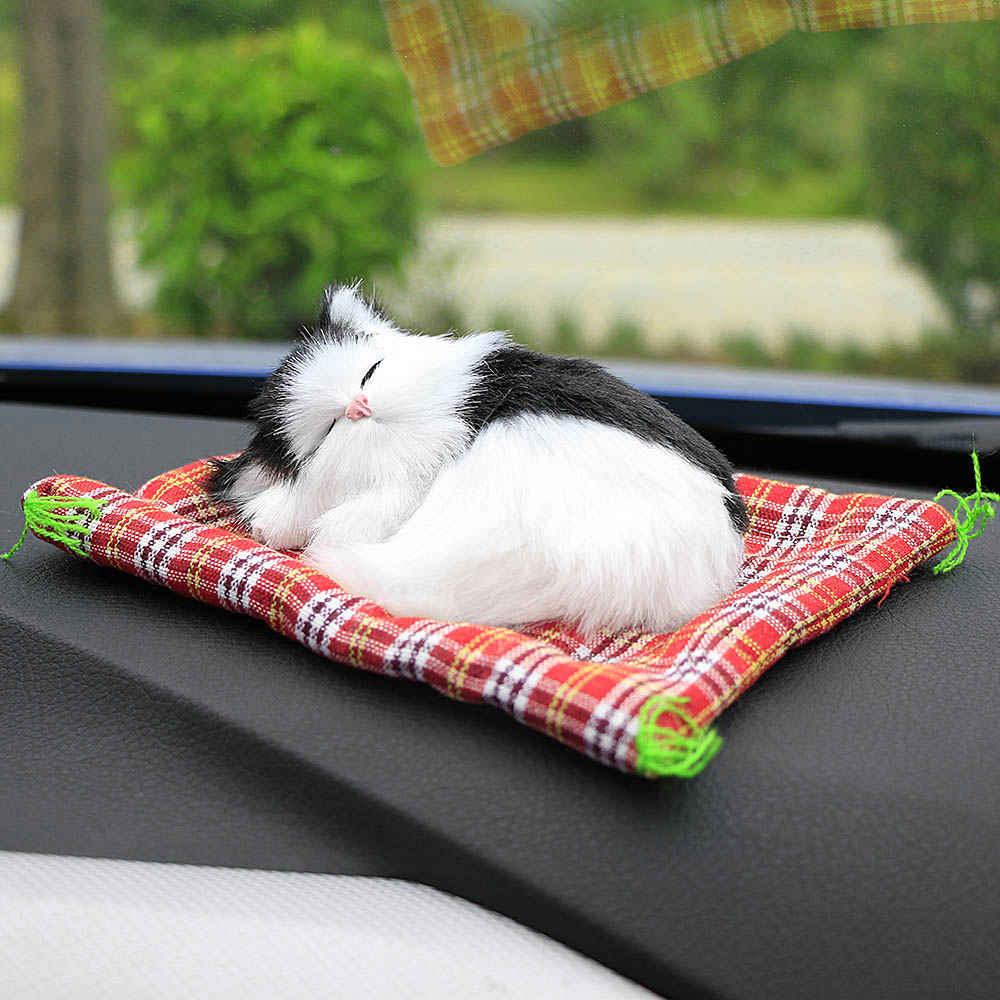 Cute Simulation Sleeping Cats Car Ornaments - Lovely Plush Kittens Doll Toy for Children