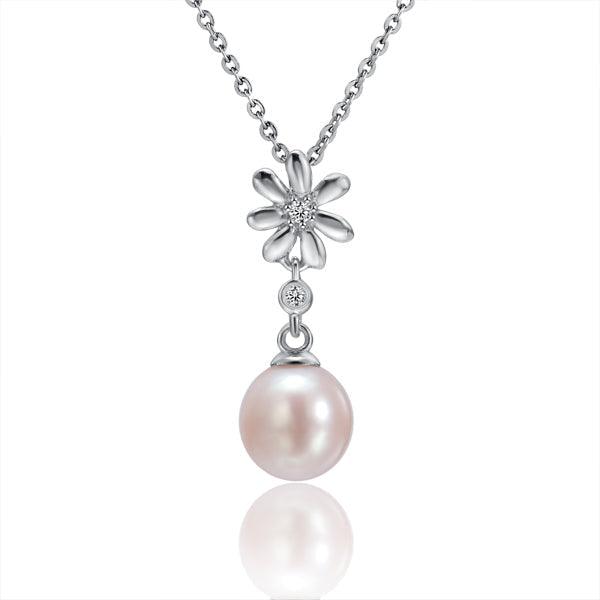 Pearl Wild Tiare Pendant - 925 Sterling Silver with Pearl and Topaz