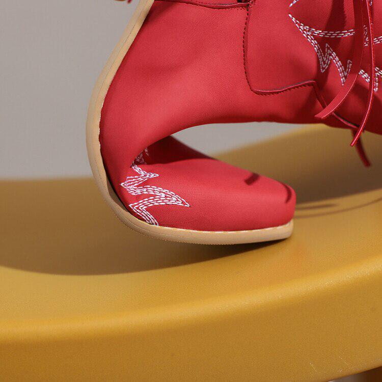 Disco Cowgirl Fringe Ankle Boots - Stylish Western Faux Leather Boots