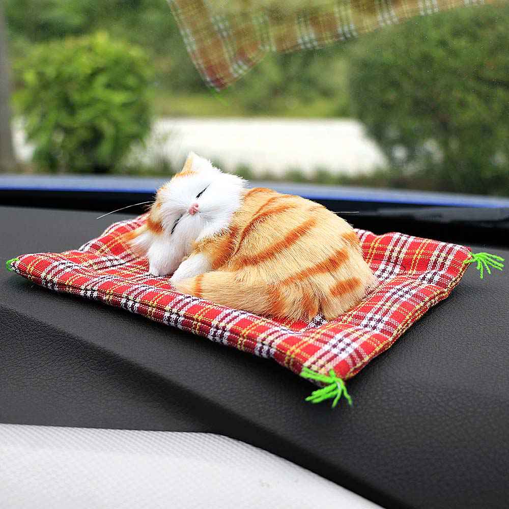 Cute Simulation Sleeping Cats Car Ornaments - Lovely Plush Kittens Doll Toy for Children
