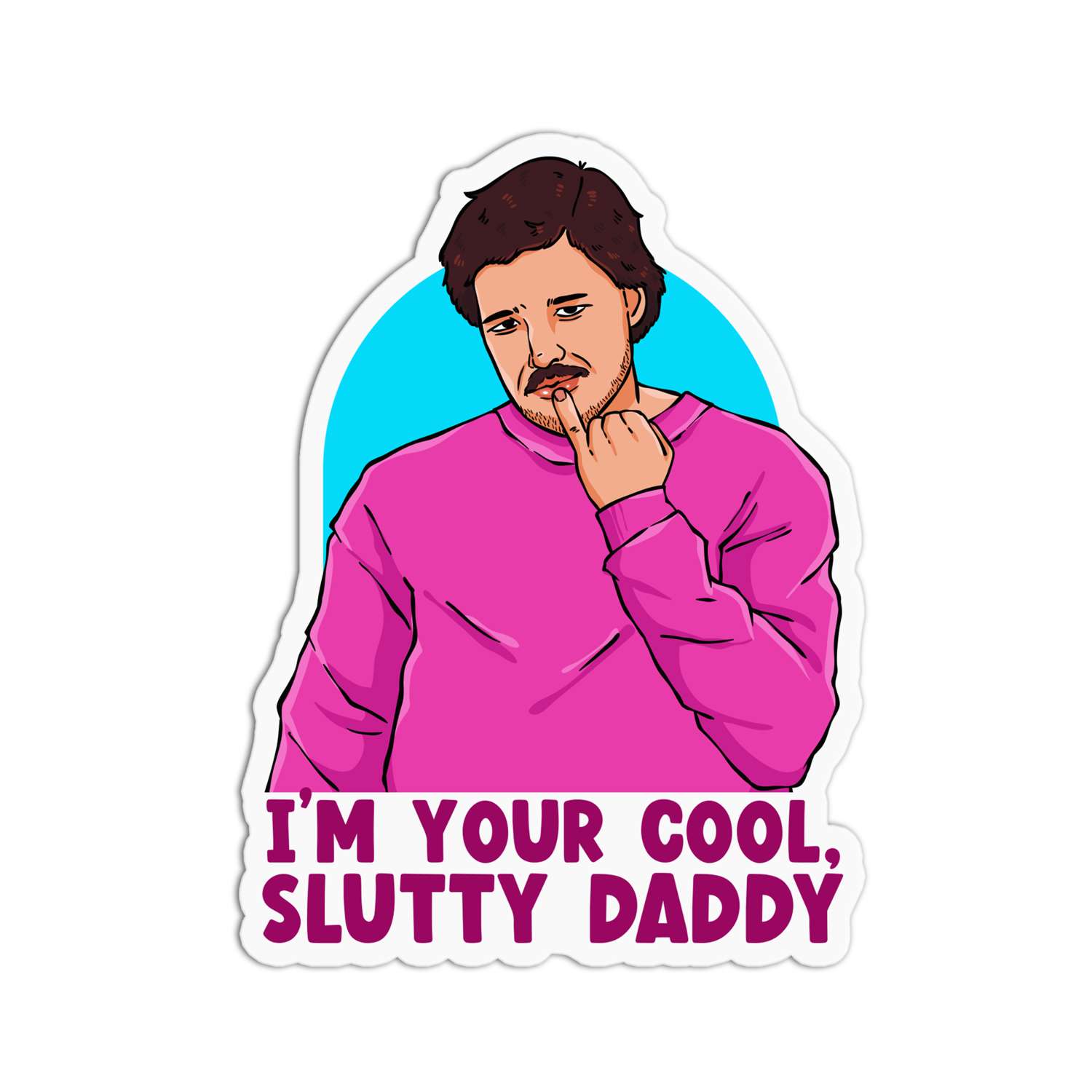 Pedro Pascal Stickers - Raised Spot UV, Waterproof & Dishwasher Safe