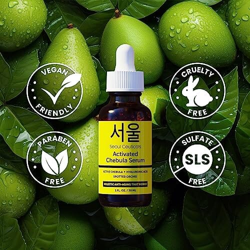 SeoulCeuticals Chebula Active Serum For Face - Korean Anti-Aging Skincare with Hyaluronic Acid & Spotted Orchid