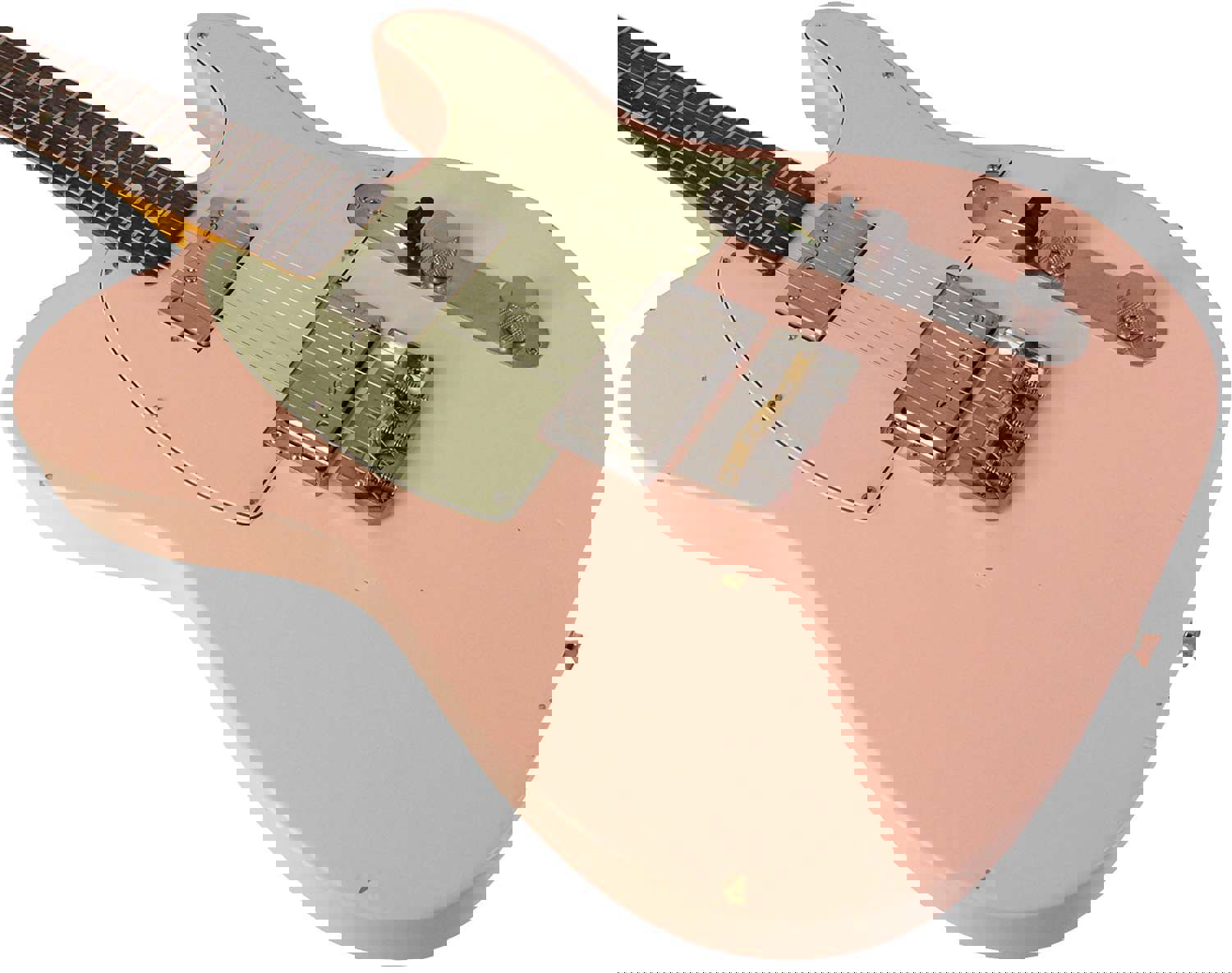 Nash T-2HB Guitar, Shell Pink, Light Aging - Vintage Telecaster Style with Lollar Humbuckers