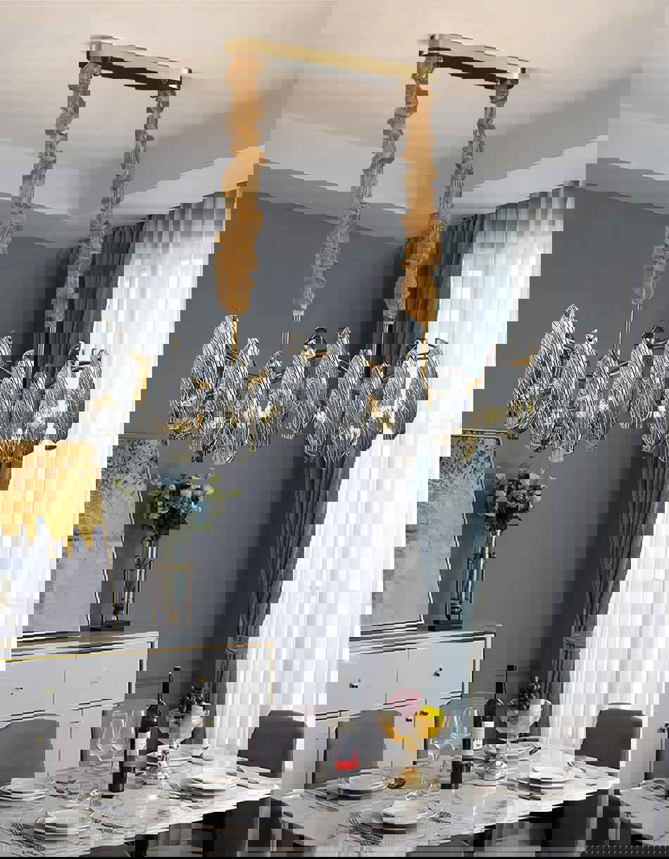 MIRODEMI® Smoke Gray/White Glass Rectangle Modern Chandelier for Kitchen Island