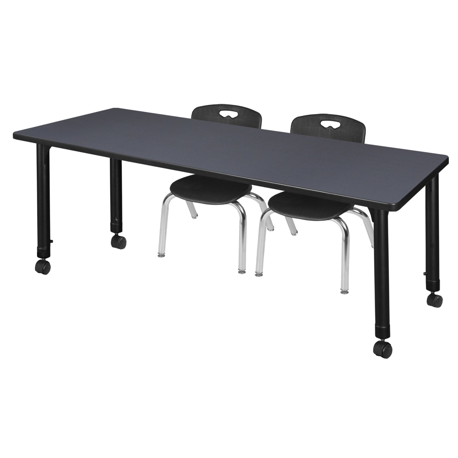 Kee Classroom Table and Chair Package - Adjustable Height Table with 2 Stack Chairs