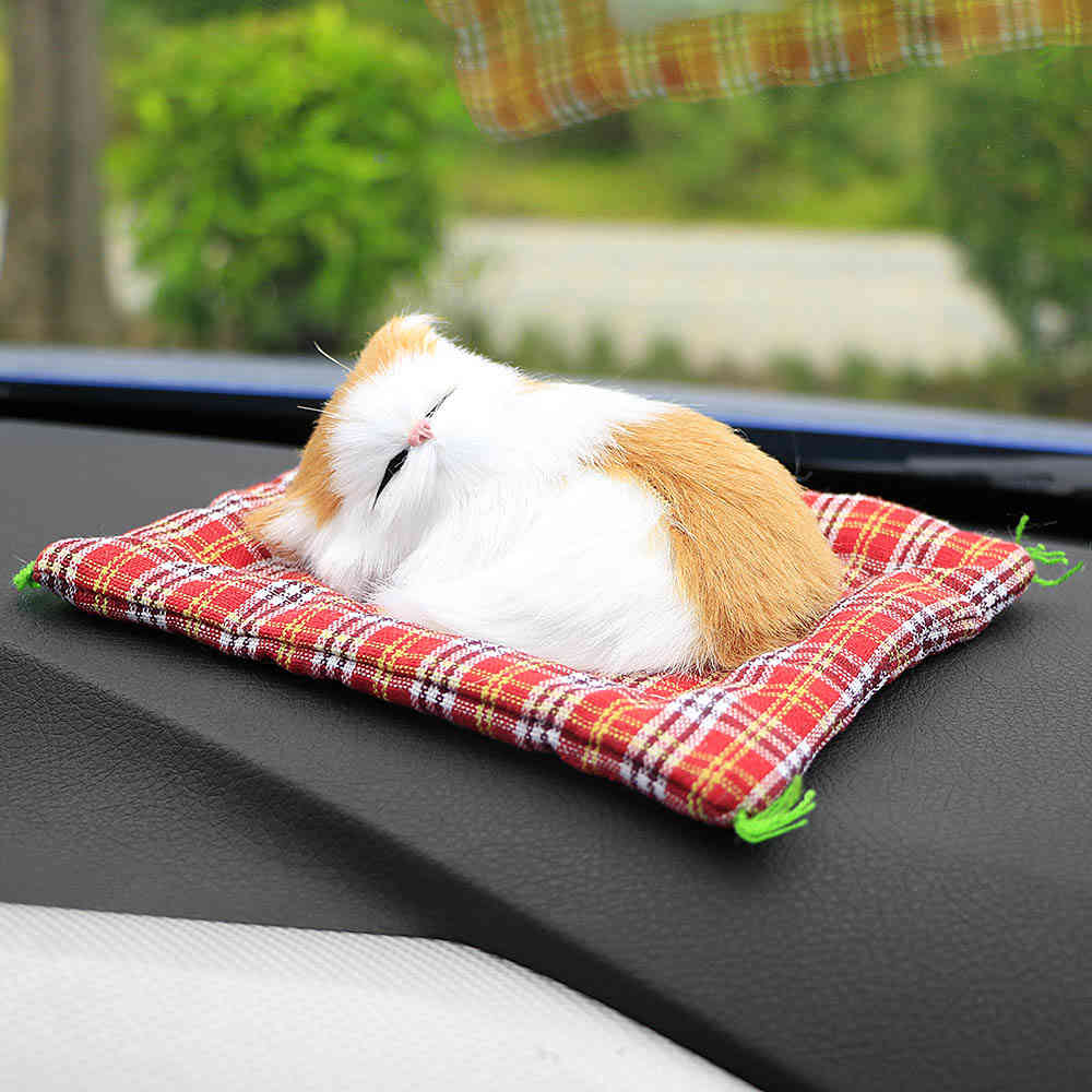 Cute Simulation Sleeping Cats Car Ornaments - Lovely Plush Kittens Doll Toy for Children